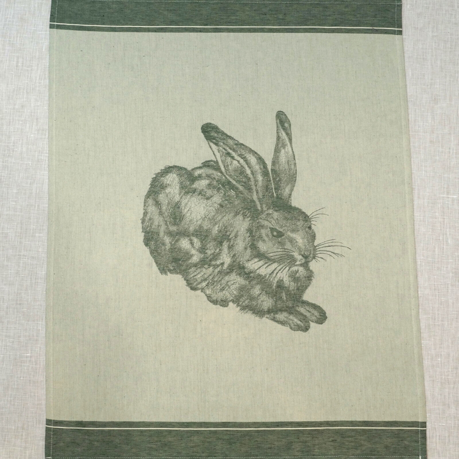 Leinen Geschirrtuch "Hase" – Driessen Schlitzer Leinen (dunkelgrün)